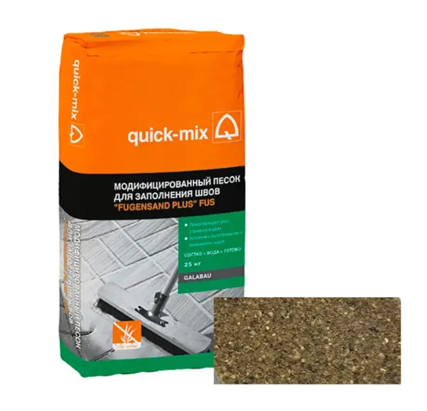 Модифицированный песок FUS dkl-sa для заполнения швов «Fugensand plus» Quick-mix Sievert темно-песочный