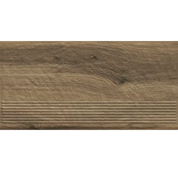 Клинкерная ступень с насечками Paradyz Carrizo Wood, 600x300x8,5 мм